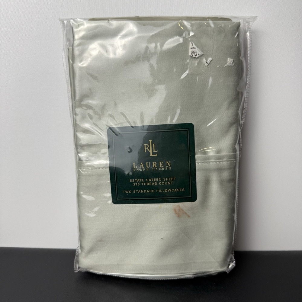 RALPH LAUREN ESTATE‎ SATEEN PAIR OF STANDARD PILLOWCASES EUCALYPTUS (GREEN)
